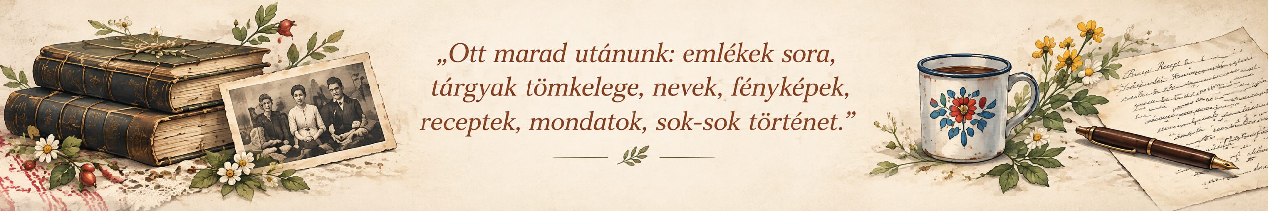Ott marad utánunk: emlékek sora, tárgyak tömkelege, nevek, fényképek, receptek, mondatok, történetek